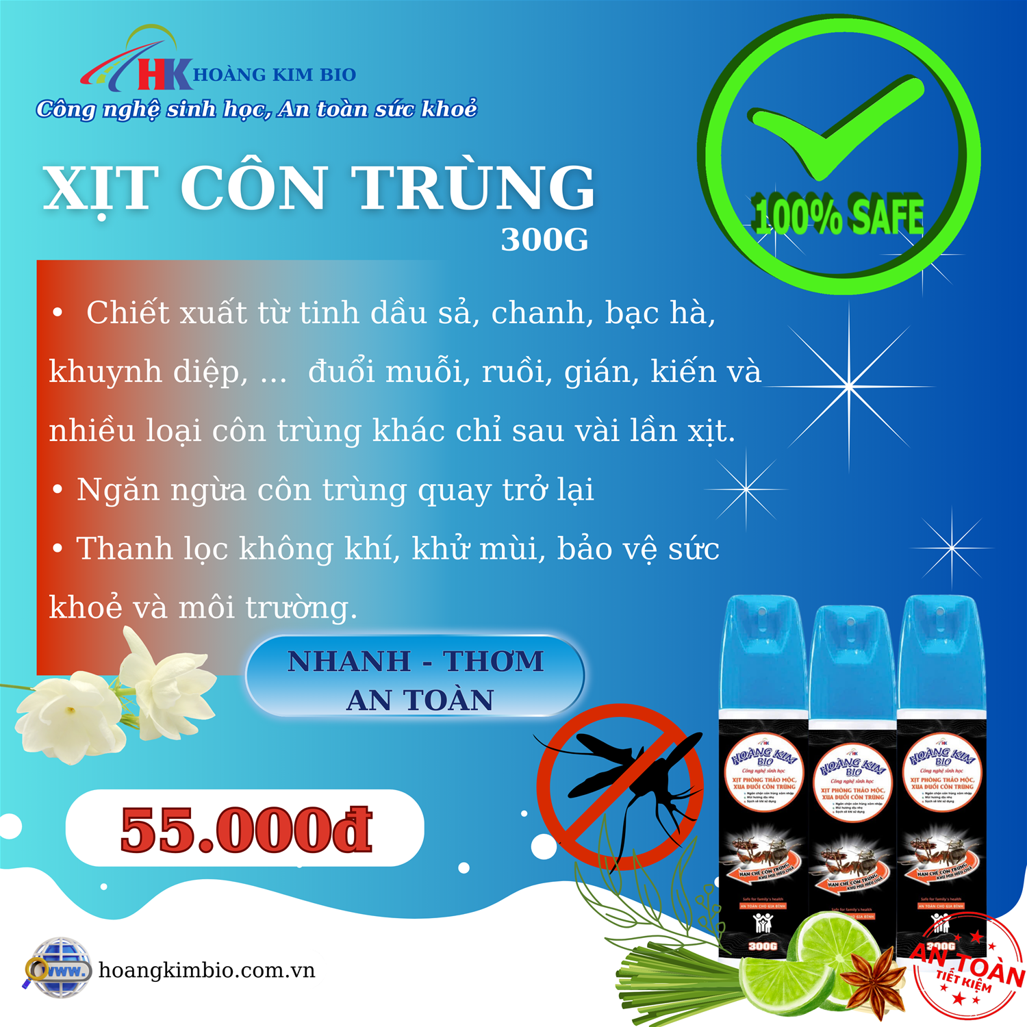XỊT XUA ĐUỔI CÔN TRÙNG THẢO DƯỢC - 300g
